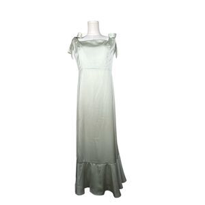 Satin Tea Green‎ Maxi Dress